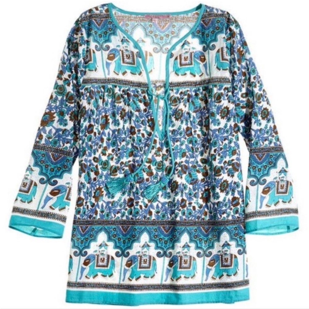 Calypso st Barth Jael Tunic top boho elephant cotton sz s